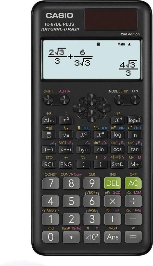 Casio FX-87DE PLUS-2 Solcelledrevet, batteridrevet teknisk lommeregner Sort Antal displaypositioner: 12 Sort