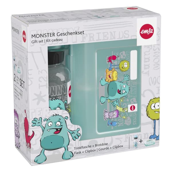 EMSA Kids Set Monster Lunch box setti Polypropeeni (PP) - Tritan Turquoise 1kpl (518138)
