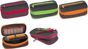 WEDO penalhus NEON Stretch med indvendig flap, neongrøn grå med neonfarvede lynlåse, opbevaringsmiraklet, - 1 stk (24244011)