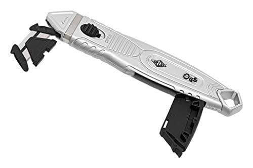 WEDO 78865 sikkerhedskniv af aluminium, skjult klinge til beskyttelse, med plastscorer, til alle gængse skærematerialer, ergonomisk, også til venstreh