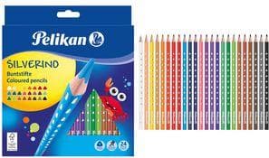 Pelikan trekantede farveblyanter SILVERINO tynde, æske med 24, længde: 175 mm, blytykkelse: 3,0 mm, tyndt skaft, - 1 stk (700665)