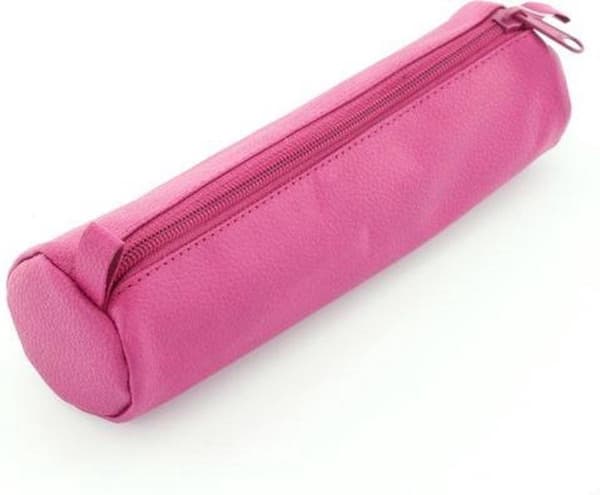 Penalhus Alassio ægte læder Pink 21x6cm. 43144