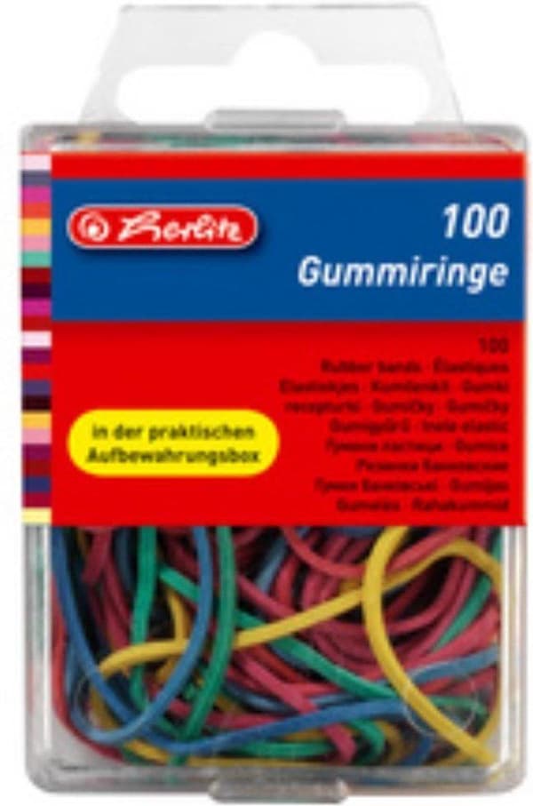 Herlitz gummibandslåda med 100 stycken - 20-70mm diameter