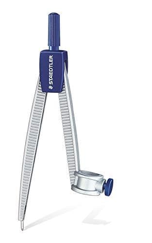STAEDTLER Noris Club skolekompas med universal adapter, med stumpvinklet sikkerhedsnål, længde 124 mm, max. diameter 300 mm, kasse med hængslet låg, 5