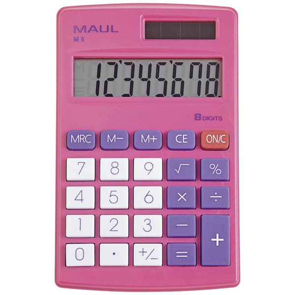 Maul M 8 Miniräknare Rosa Display (ställen): 8 batteri, solcell