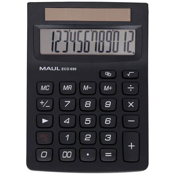 Maul ECO 650 Miniräknare Svart Display (ställen): 12 solcell (B x H x D) 104 x 146 x 33 mm
