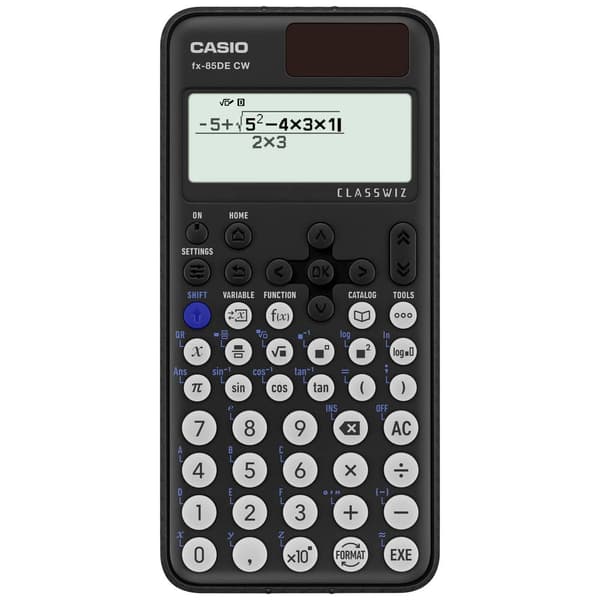 Casio FX-85DE CW Tekniskt vetenskapsdator Svart Display (ställen): 10 batteri, solcell (B x H x D) 77 x 10.7 x 162 mm Svart