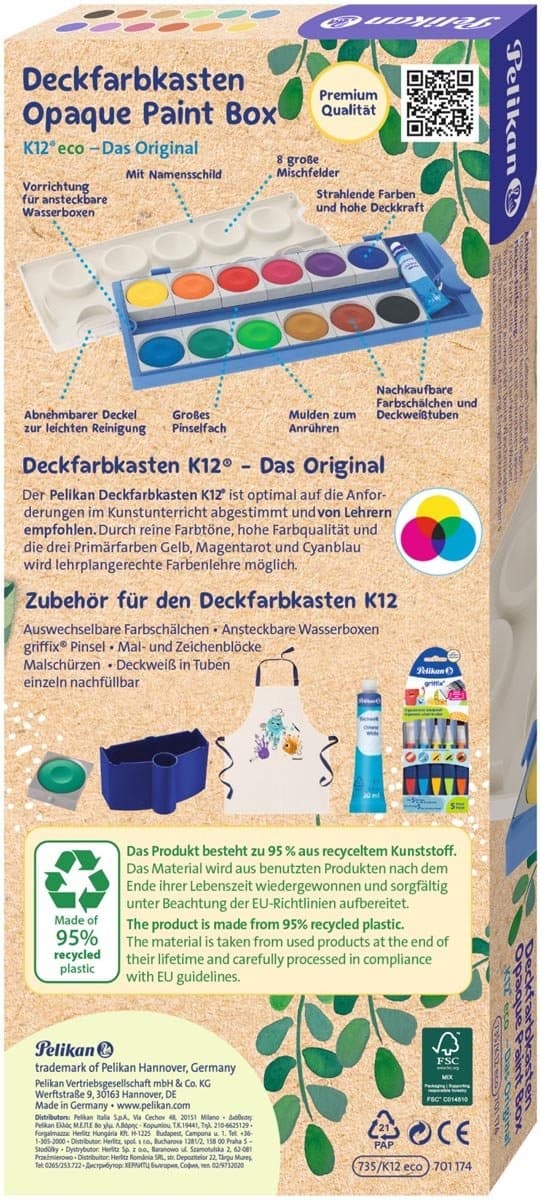 Akvarelllåda 735/K12 eko inkl vit 12 färger