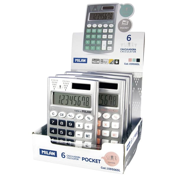 Milan Udstillingsboks 6 Pocket Silver 8 Ciffer Pocket Silver Søvfarvet