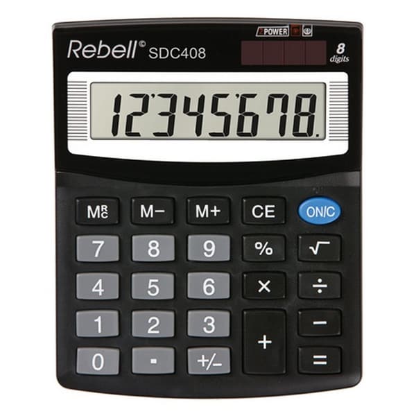 Rebell RE-SDC408-BX Lommeregner SDC408 Sort Sort