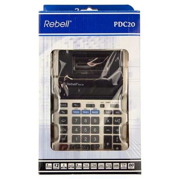 Rebell RE-PDC20-WB Print Lommeregner PDC20 Hvid/Sort