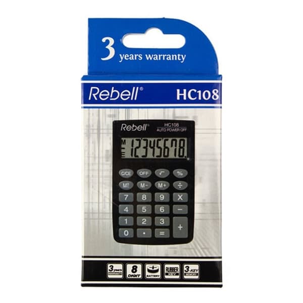 Rebell RE-HC108-BX Lommeregner HC108 Sort