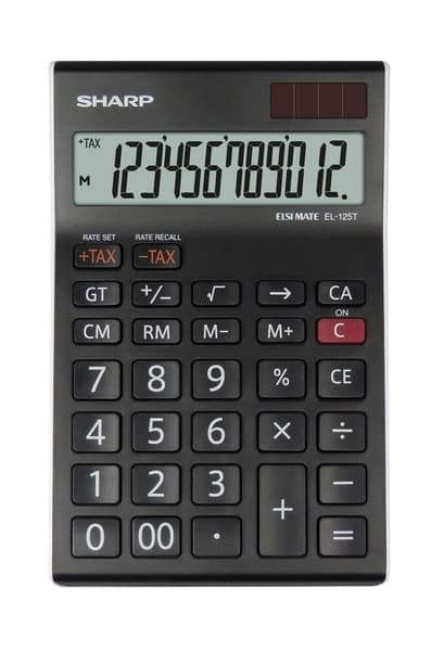 Citizen SH-EL125TWH Lommeregner Sharp EL125TWH Sort og hvidt skrivebord 12 cifret