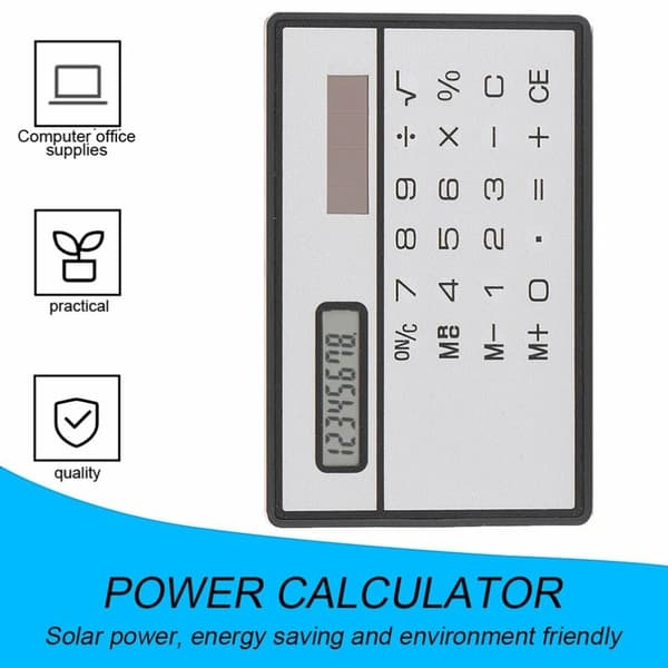 Ultratynd Solar Powered Pocket Lommeregner 8-cifret Touch Lommeregner - Sølv