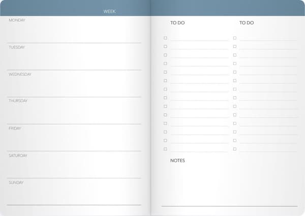 Kalender Week planner odaterad blå- 1051