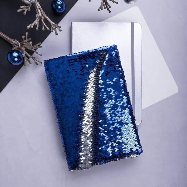 Magic Glitter Notebook med hårt omslag (80 flikar) - Färg Fish Scale Notepad - Silver