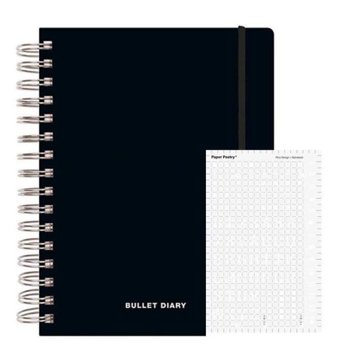 Bullet journal spiral dagbok 96 ark + Bokstäver och siffror stencil