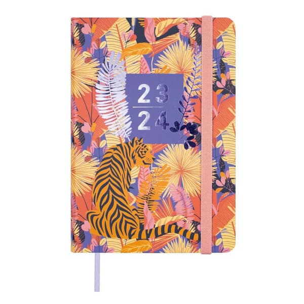 Dagbog Finocam Natural Tiger Skole 2023-2024 Multifarvet 11,8 x 16,8 cm