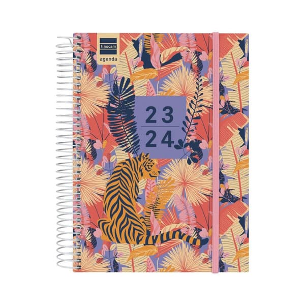 Dagbog Finocam Natural Tiger Skole 2023-2024 Multifarvet Kvarter 15,5 x 21,2 cm