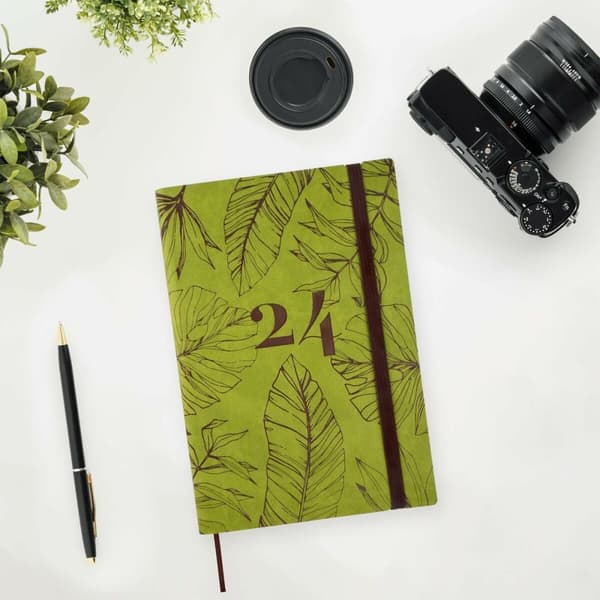 Dagbog Finocam Dynamic Casual 2024 Blad af en plante Multifarvet A5 14 x 20,4 cm
