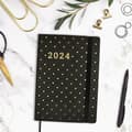 Miniatyrbillede 3 af 6: Dagbog Finocam Flexy Joy Dotts 2024 Sort Gylden A5 14,8 x 21 cm