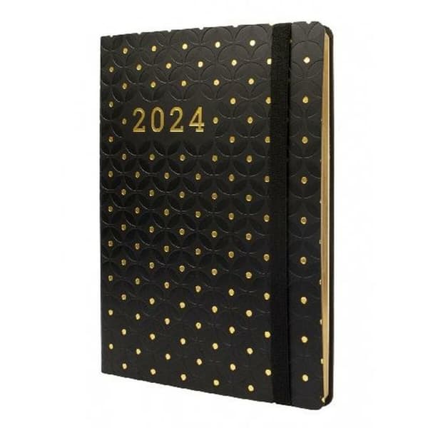 Dagbog Finocam Flexy Joy Dotts 2024 Sort Gylden A5 14,8 x 21 cm