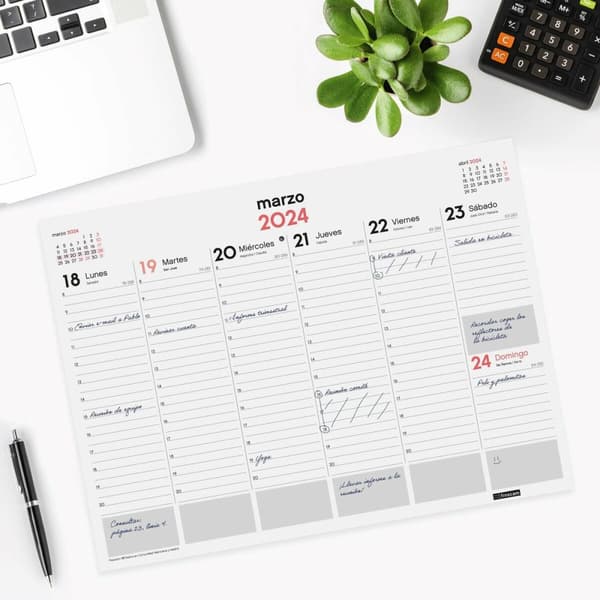 Skrivebordskalender Finocam Multifarvet 2024 42 x 31 cm