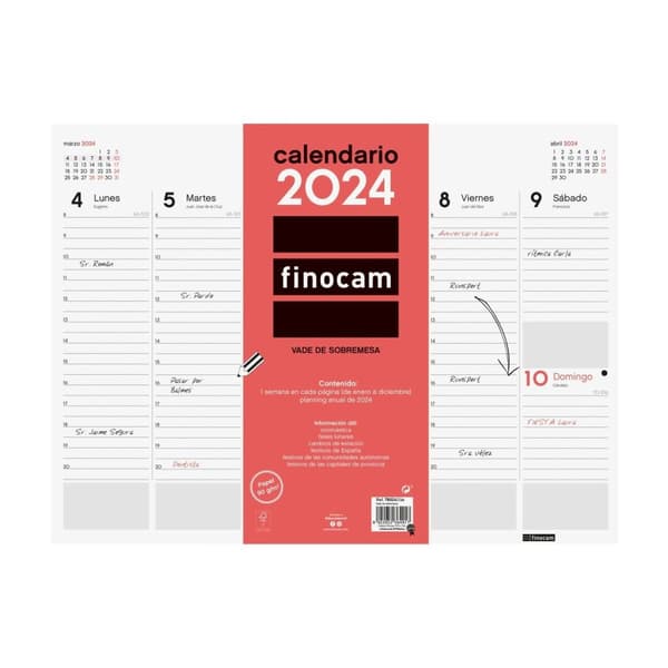 Skrivebordskalender Finocam Multifarvet 2024 42 x 31 cm