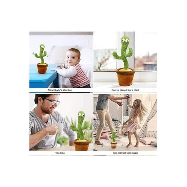 Cactus Plyschleksak Dans Kaktusleksak upprepar sång med 120 låtar, elektroniska skakkaktusformade leksaker för barn
