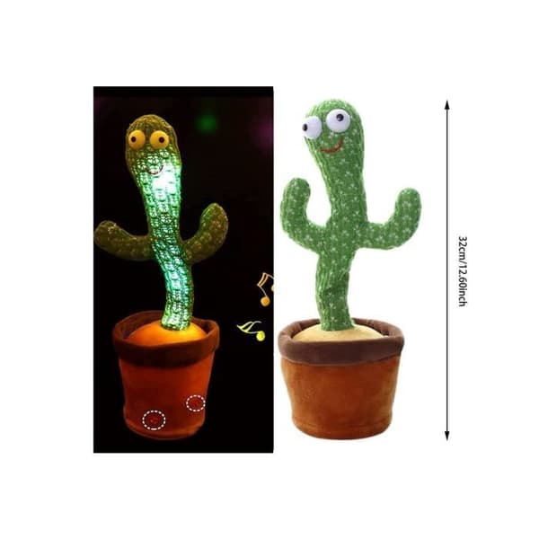 Cactus Plyschleksak Dans Kaktusleksak upprepar sång med 120 låtar, elektroniska skakkaktusformade leksaker för barn