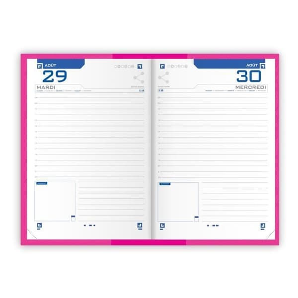 OXFORD Dagbok 100738289 - 12 x 18 cm - 1 dag per sida - Mjuk pärm - 352 P - Färg Rosa