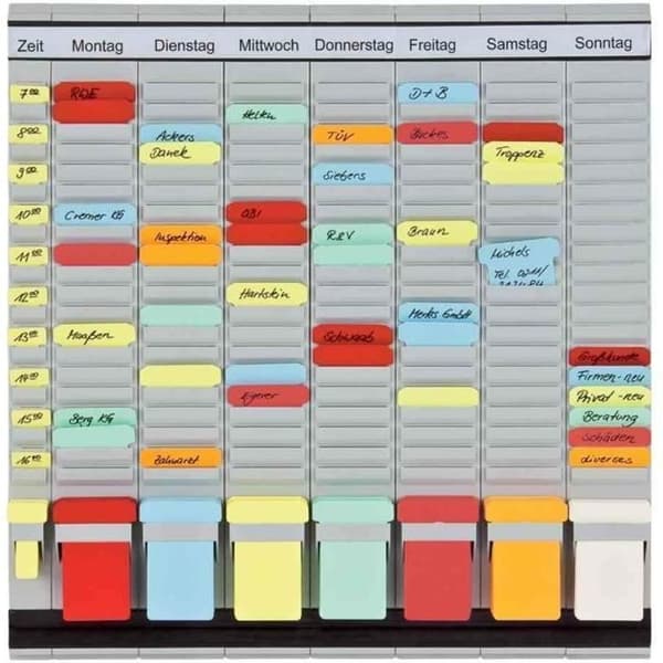 Planeringsschema med kort - FRANKEN - OfficePaner - 7 moduler - 47x49cm - Vit