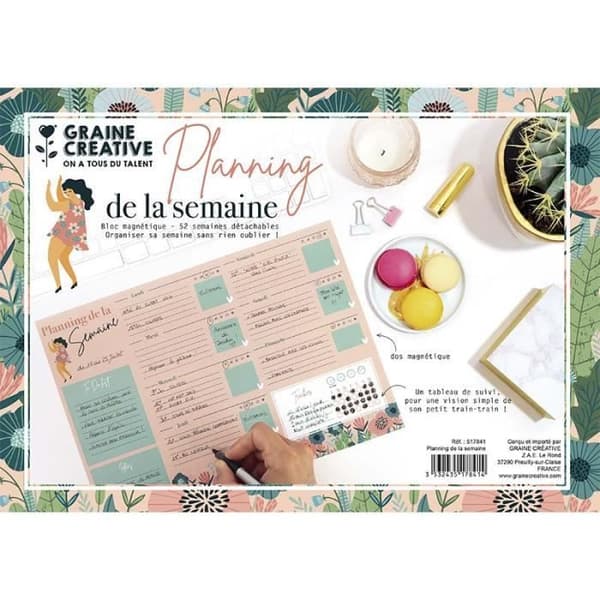 Planering med magnet - GRAINE CREATIVE VI HAR ALLA TALANG - A4 - 52 avtagbara ark - Rosa