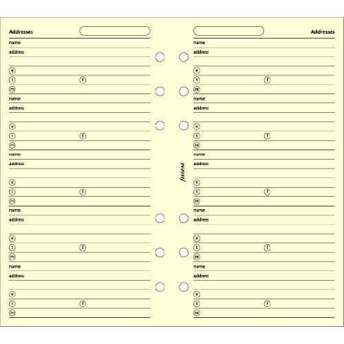 Filofax Anteckningar Namn/adress/e-post/telefon …