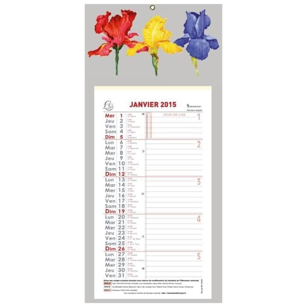 Månadskalender 285x155 stöd Blommor 410x190 285x155 mm