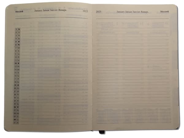 Blå A5 veckokalender med utbytbar insats, 42B elastisk bandstängning