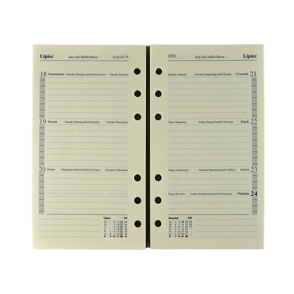 Sevillablå premium-arrangör med utbytbar insats 13x19cm och kalender