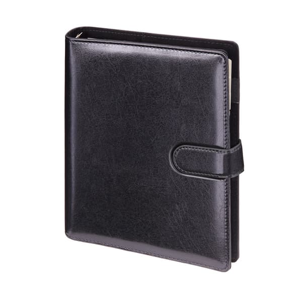 Sort premium Genua organizer med udskiftelig indsats 17,5x23,5 cm med kalender