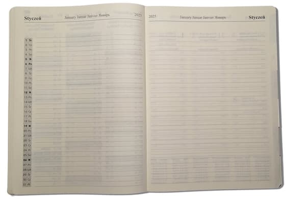 Blå A5 ugekalender med udskiftelig indsats, magnetlås 45B