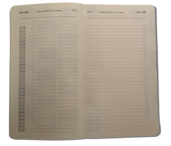 Brun B6-dagskalender med udskiftelig indsats, magnetlås 45B