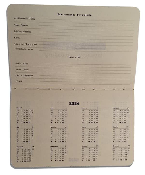 Brun A6 veckokalender med utbytbar 38B insats