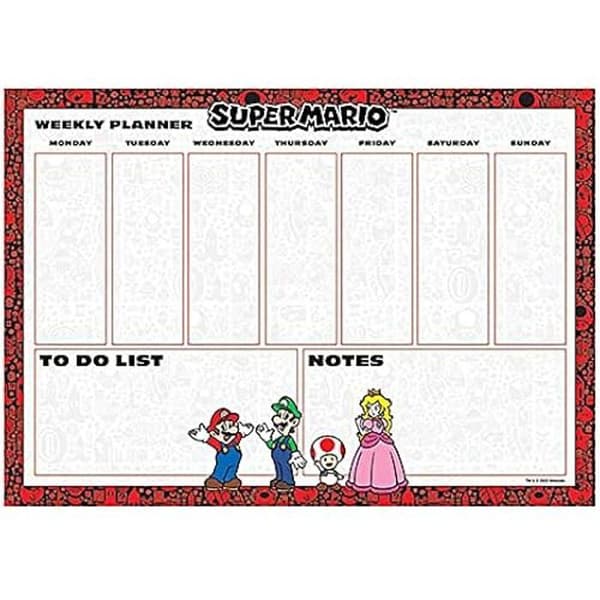Super Mario Veckoplaneringsblock (grunddesign) A4 – Officiell produkt