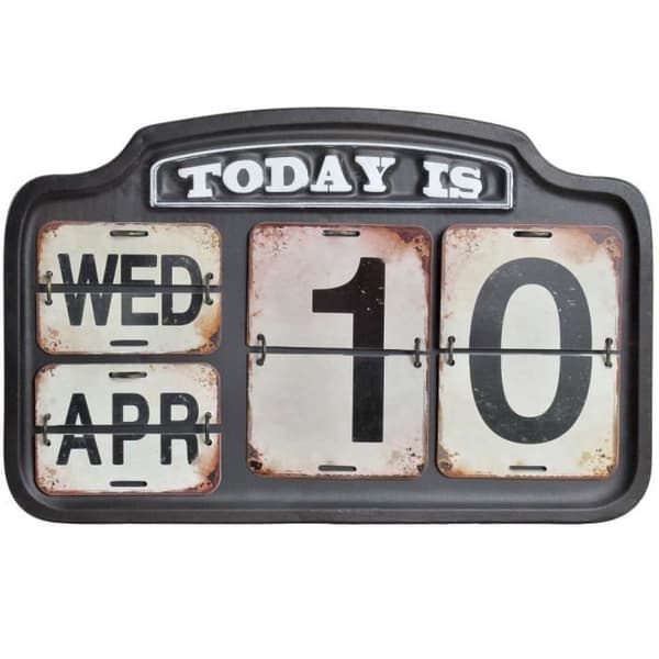 Svart metall retro kalender - Kalender - Höjd 27 cm - Bredd 42 cm - Djup 3.5 cm