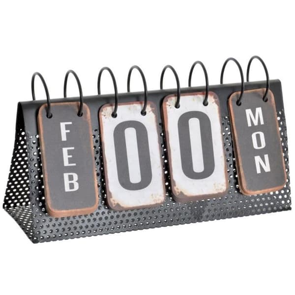 Kalender - Okänd märke - Svart i metall - Höjd 15 cm - Bredd 27 cm - Djup 9 cm