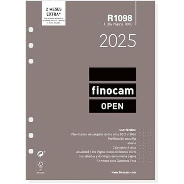 Årlig uppladdning - FINOCAM - Öppet 2025 - 1 dag per sida - Spanska - 12 månader