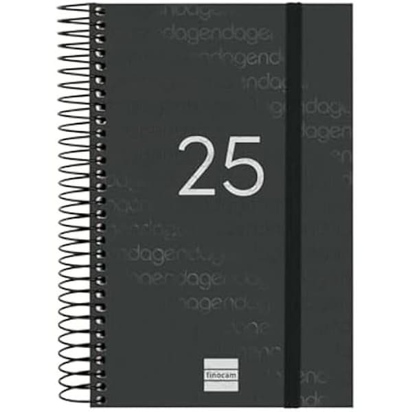 Agenda - FINOCAM - 2025 - 1 dag per sida - Mjuk pärm - Svart