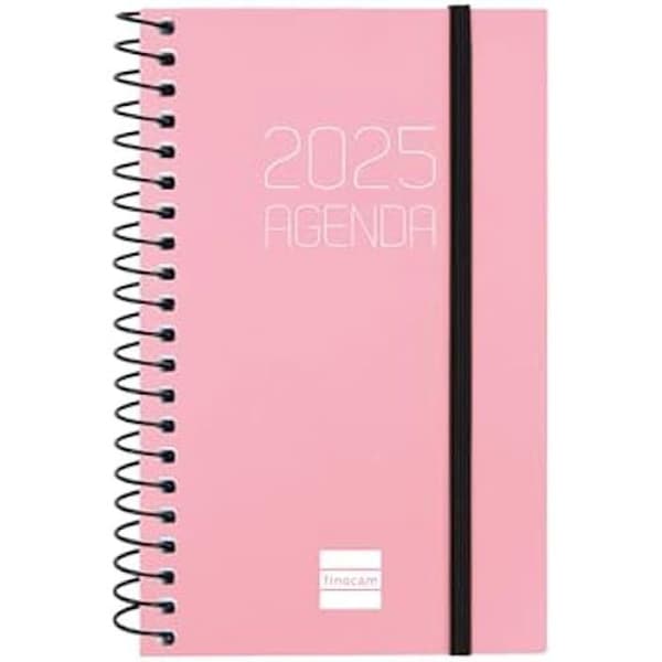 Agenda - FINOCAM - 2025 - Horisontell veckovy - Mjukt omslag - spansk rosa