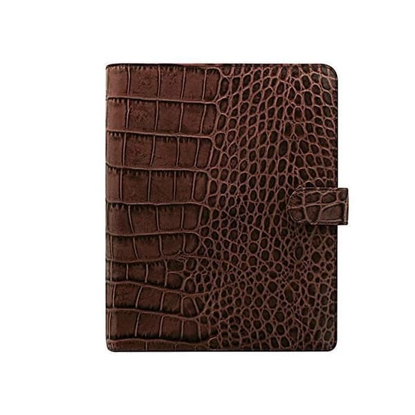 Agenda organisatör - Classic Croc - A5 - Färg Brun - Ringmekanism 25 mm - Flerspråkig