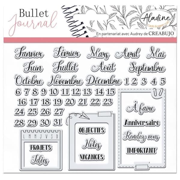 Tampons - ALADINE - Klart stämpel för Bullet Journal - Multicolor - 58 stämplar - 0,5 till 14 cm
