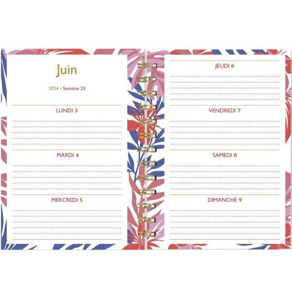 Weekly Paper Agenda - DRAEGER PARIS - 2023 - 2024 - Rosa